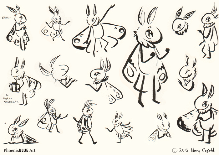 Freehand Ink Moth People 7