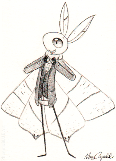 Tuxedo Moth Sketch Card