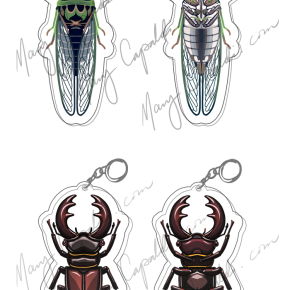 Cicada and Stag Beetle Charm Designs